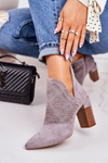 Openwork Boots On A Block Heel Grey Michelle