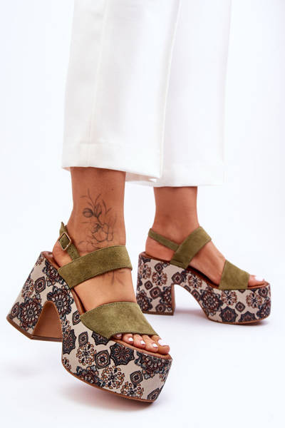 Leather Heels Sandals Maciejka 06089-24 Green