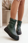 Women's Leather Ankle Boots With Zipper Insulated With Felt Dark Green Zazoo 60512