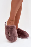 Fur Ladies Slippers Dark Purple Belinna
