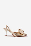 Heels with open heels and bow golden Eklevia