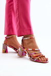 Patterned Sandals with Stiletto Heel Purple Jenglla