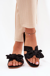 Flat Women's Slippers With Bow Black Tobin