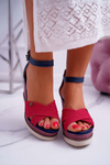 Women's Platform Sandals Jeans Red DoThis!