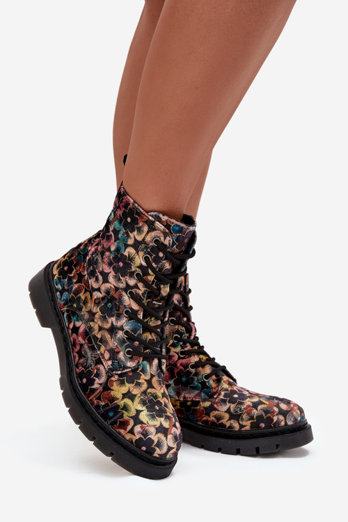 Damskie Botki Ocieplane Kwiaty Multikolor Artiker 57C1050