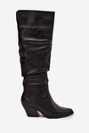 Cowboy Boots With Heel With Wrinkle Insulated Black Rosvian