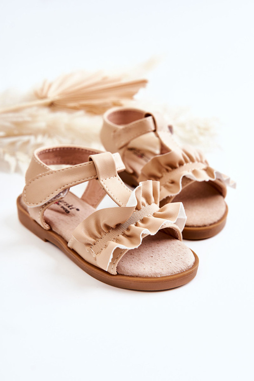 Children's Sandals With Velcro Beige Lussia