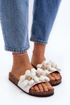 Women's White Sandals with Decorations Bunlia