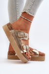 Women's Platform Sandals with Gold Buckles Lolpey