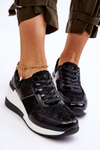 Women's Leather Wedge Sneakers Black Crosby 