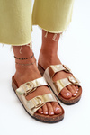 Women's Cork Platform Sandals with Gold Straps Doretta