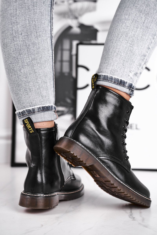 Botki Damskie Trapery Glany Czarne Marita