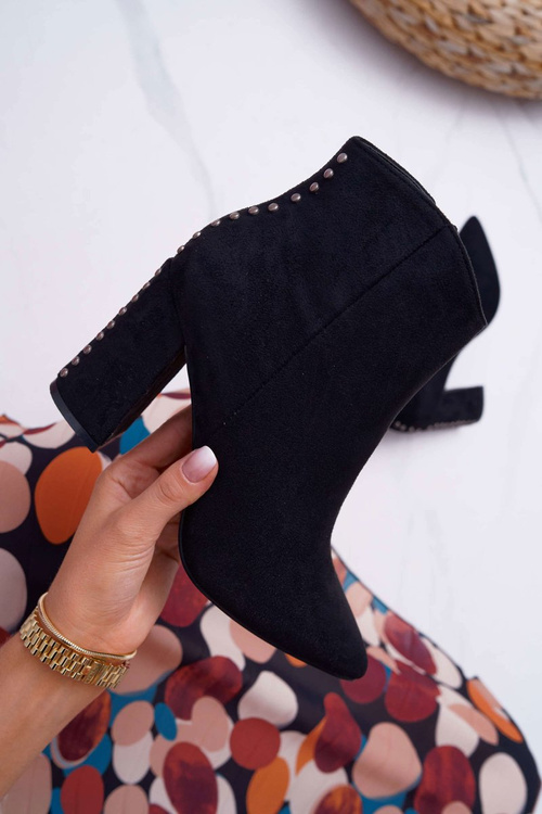 Women's High Heeled Boots with Spike Rivets RB23P Black Snack