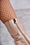 Leather Boots On High Heel Laura Messi 2560 Beige