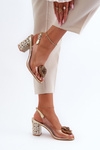 Transparent Sandals On Heel With Decorations S.Barski MR38-356 Golden
