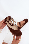 Ladies Suede Ballerinas Barefoot with Straps Zazoo 191 Chocolate