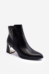 Leather Lined Ankle Boots On Heel Black Amanis