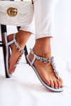Comfortable Women's Sandals Flip-Flops With Ornaments Blue Briven