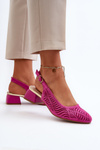 Fuchsia Block Heel Court Shoes Gemifa