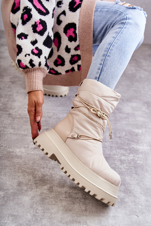 Women's Snow Boots On The Platform Beige Lilou