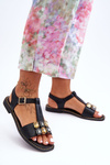 Women's Sandals with Stones S.Barski KV-2775-30 Black