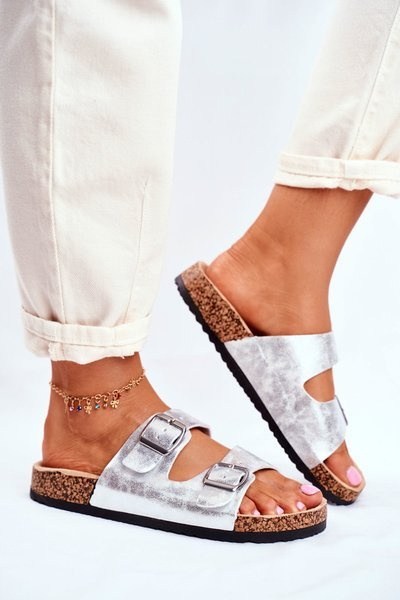 Women's Slides On Corck Silver Vivio