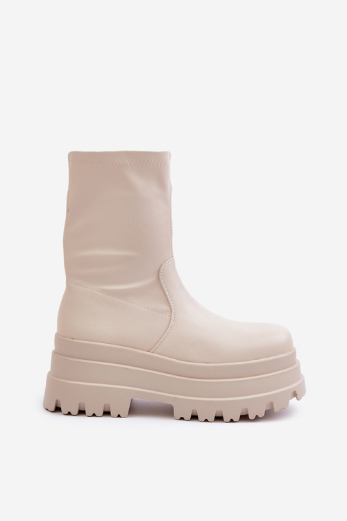 Boots On Massive Platform Light Beige Florinara