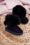Children's Boots Snow Boots with Fleece Black Kiks