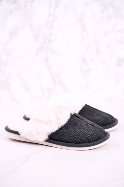 Men's Slippers With Fur Grey Homely