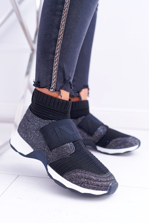 Women's Sports Shoes Lu Boo With Sock Black Brocade Phantom