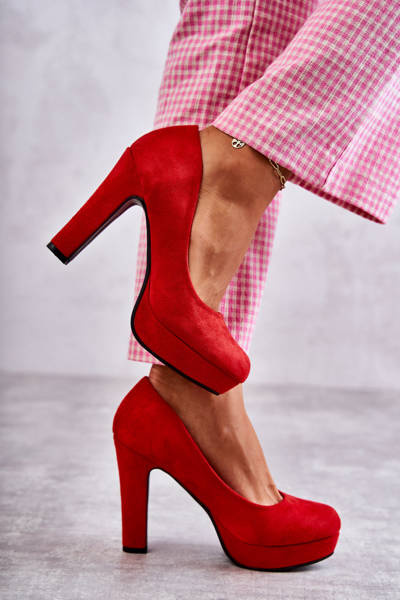 Classic Suede Pumps On Heel Red Soro