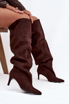 Women's High Heel Ankle Boots Slip-On Chocolate Mavilla