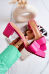 Leather Slippers On High Heel Pink Netty