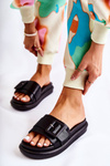 Women's Leather Slippers With A Buckle Black Devia