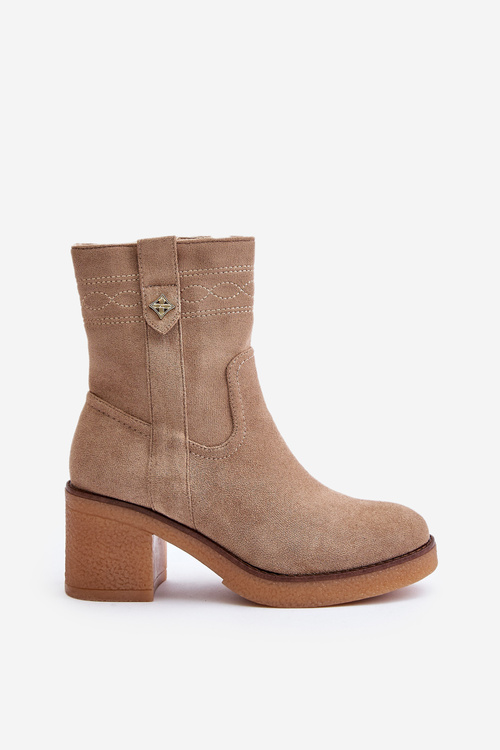 Insulated Women's Heeled Boots Beige Vailia