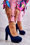 Classic Suede Pumps On Heel Navy Soro