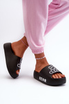 Women's Foam Slides on Chunky Sole with Bear Black Lamira