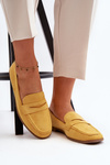 Suede Loafers With Ornament Yellow Eleina 