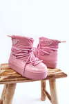 Warm Lace Up Snow Boots Pink Colina 