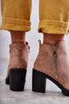 Suede Boots On High Heels With A Zipper Beige Sevione