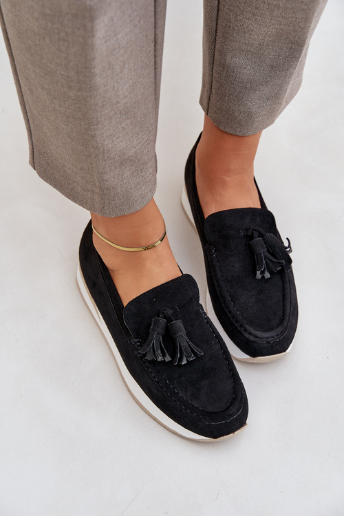 Moccasins On A Delicate Wedge Eco Suede Black Challavia
