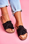 Women's Cork Flip Flops Bows Black Felis