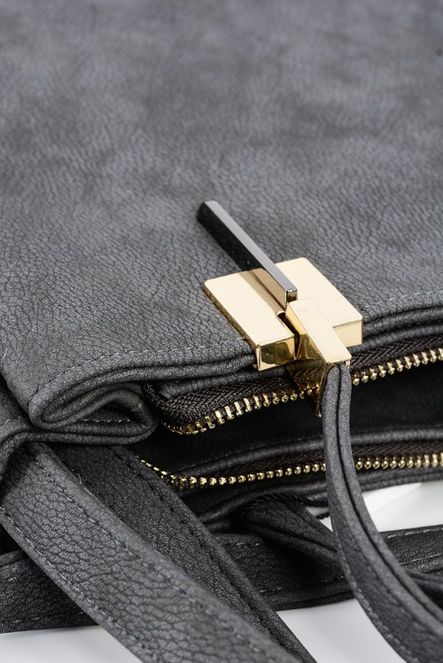 Large Grey Women's Handbag + Sachet + Mirror POLAND