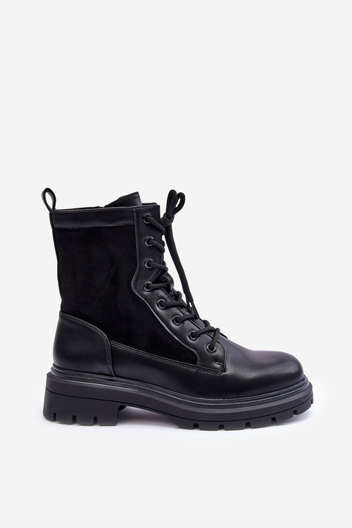 Workery Botki Damskie Skóra Czarne Faustina BM86