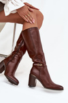 Women's Boots Musketeer Style Insulated Heeled Boots With Buckle Sergio Leone KZ25738 Brown