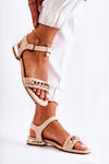 Women's Suede Sandals With A Chain Beige Norine