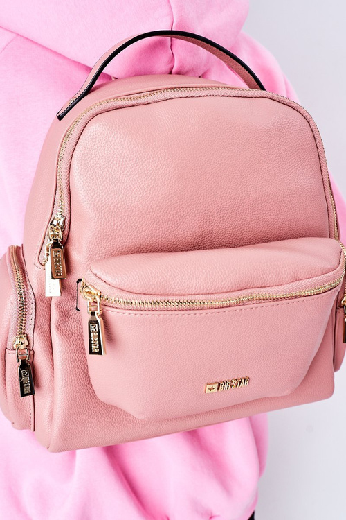 Leather Backpack / Kidney Bag 2in1 Big Star HH574059 Pink