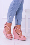 Women's Pink Suede Sandals On Anchor Eline