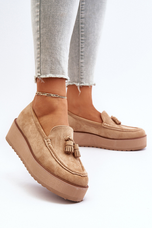Women's Platform Loafers with Tassels Brown Mialani