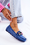 Women's suede loafers with decorations blue Janetta